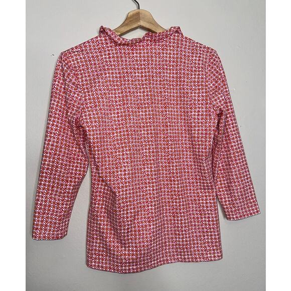 J. McLaughlin Durham Ruffle Collar Catalina Cloth Pink Red Geometric Top Small - Picture 6 of 6